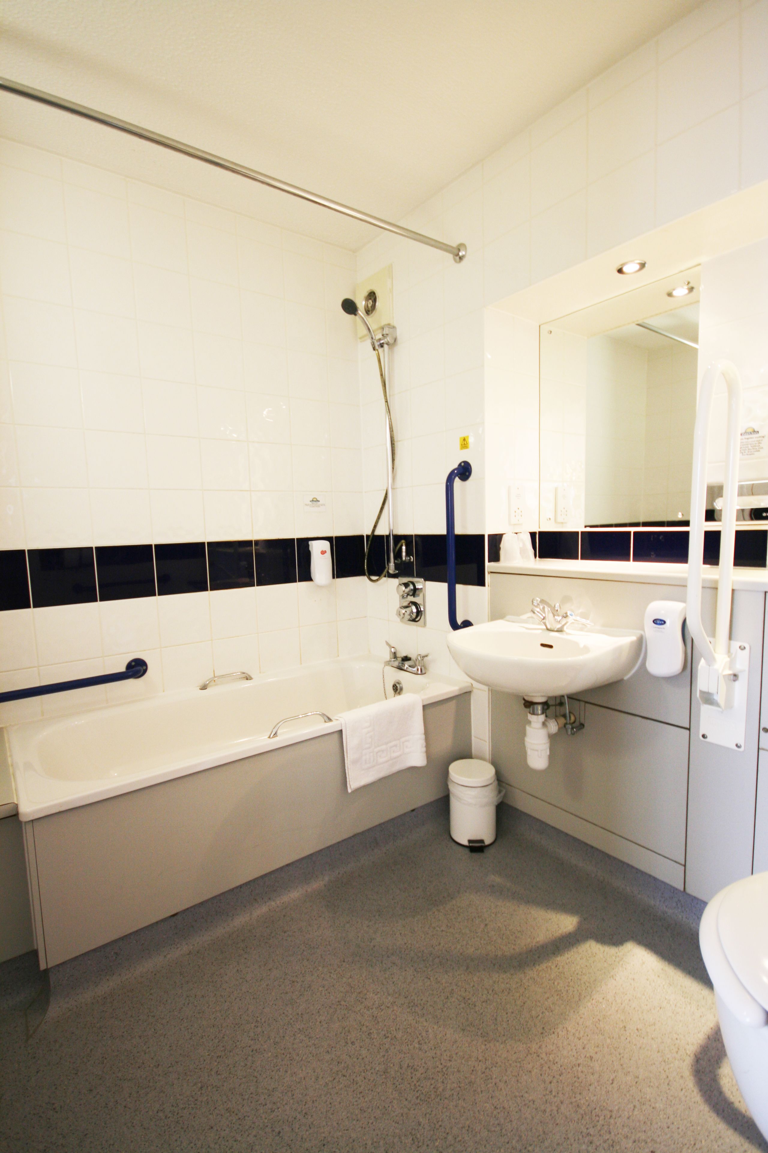 shower, eco-friendly toiletries, hair dryer, towels