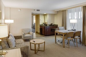 Suite, 1 King Bed, Non Smoking, Corner | Living area | 55-inch TV with cable channels