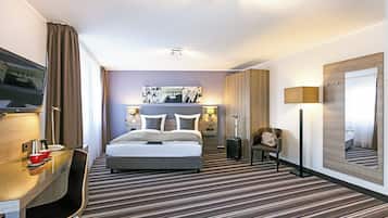 In-room safe, desk, laptop workspace, iron/ironing board