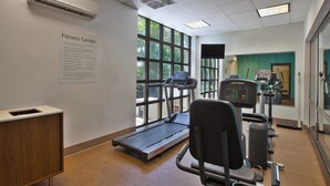 A fitness center with exercise equipment, a treadmill, and a mirrored wall. - Holiday Inn Express & Suites Milford by IHG (Milford)