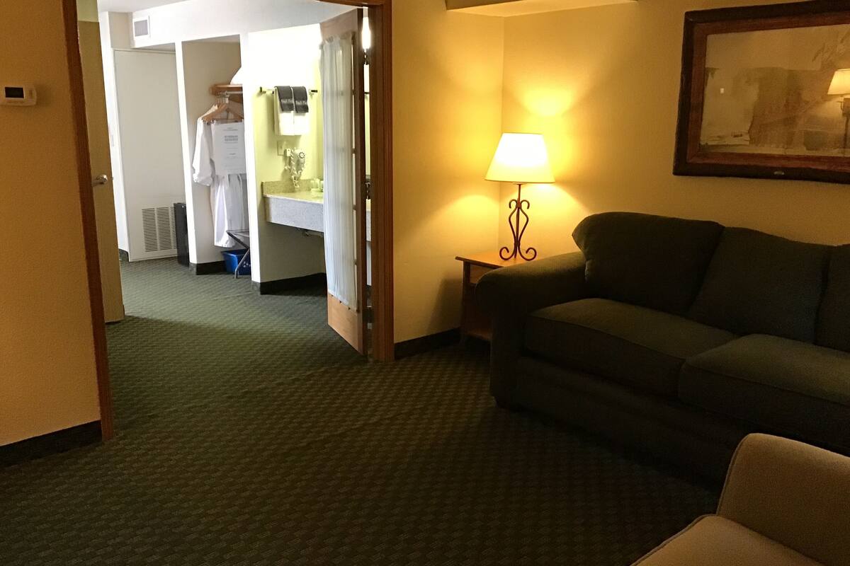 luxury suite, 1 king bed, non smoking | in-room safe, soundproofing, iron/ironing board, free wifi