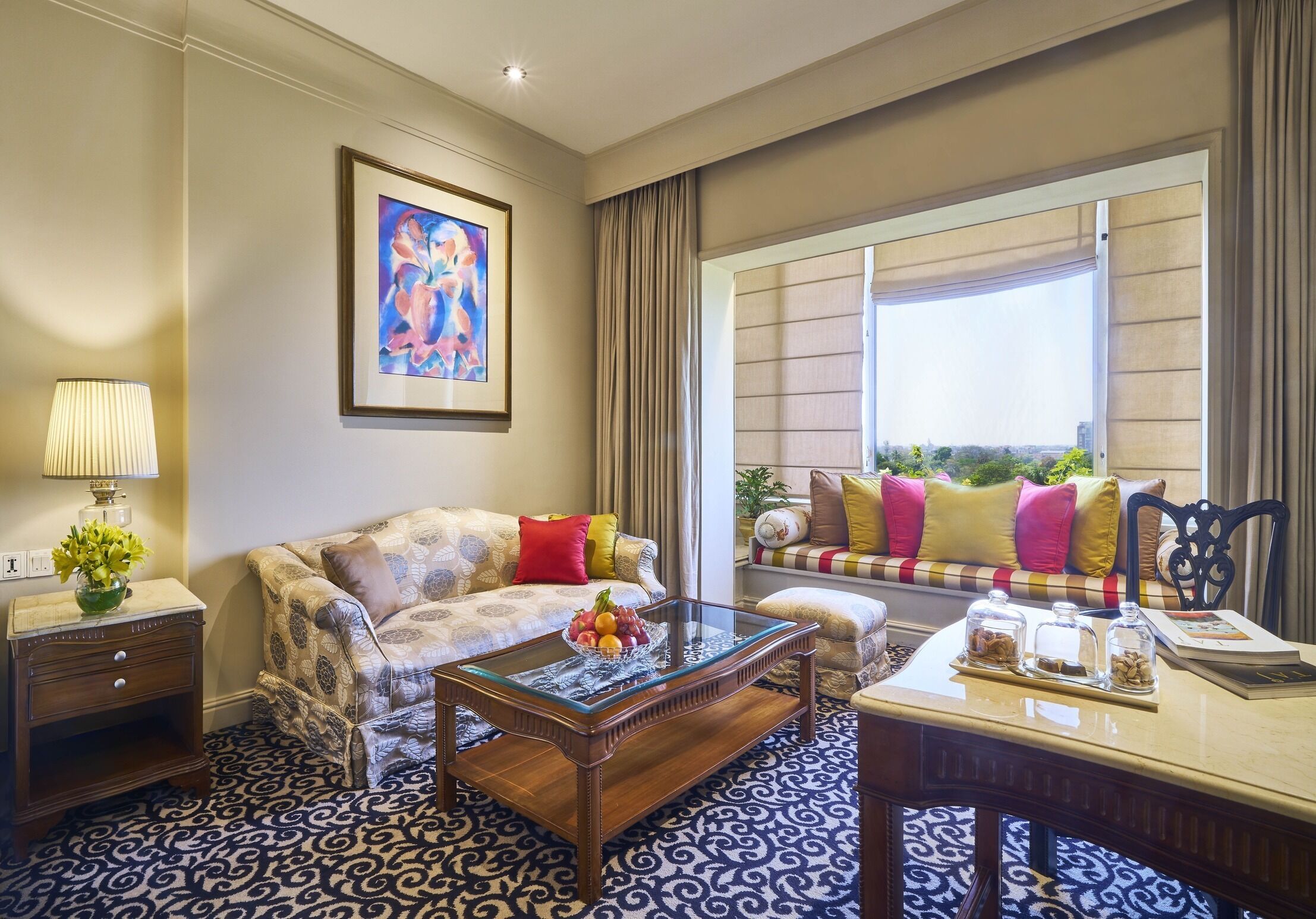 taj club, room, 1 king bed | living area | tv, dvd player, pay films