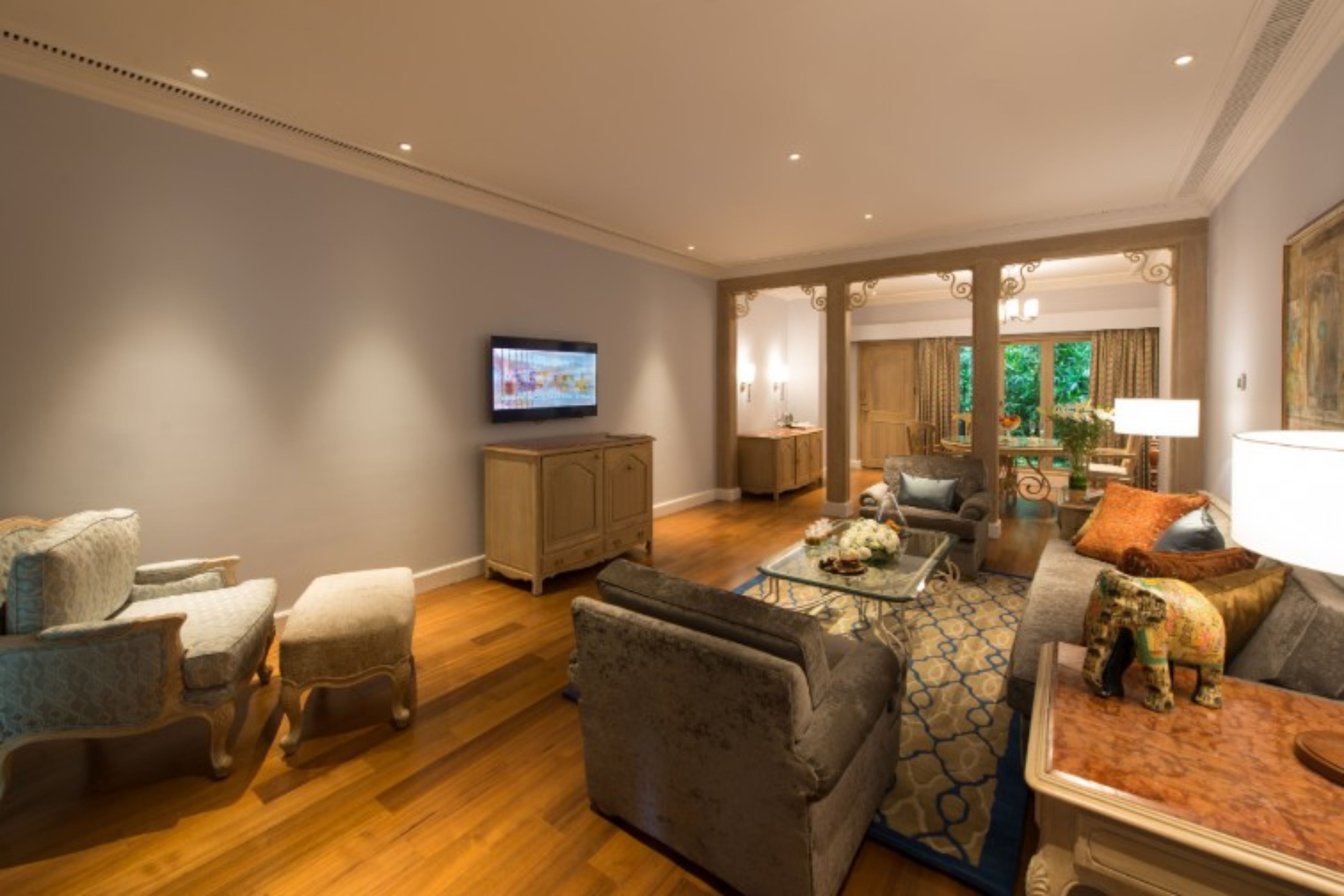 grande luxury, suite, 1 bedroom, garden view | living room | 50-inch lcd tv with satellite channels, tv