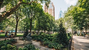 A park with benches, trees, and a statue. - The Ritz-Carlton, Philadelphia (Philadelphia)