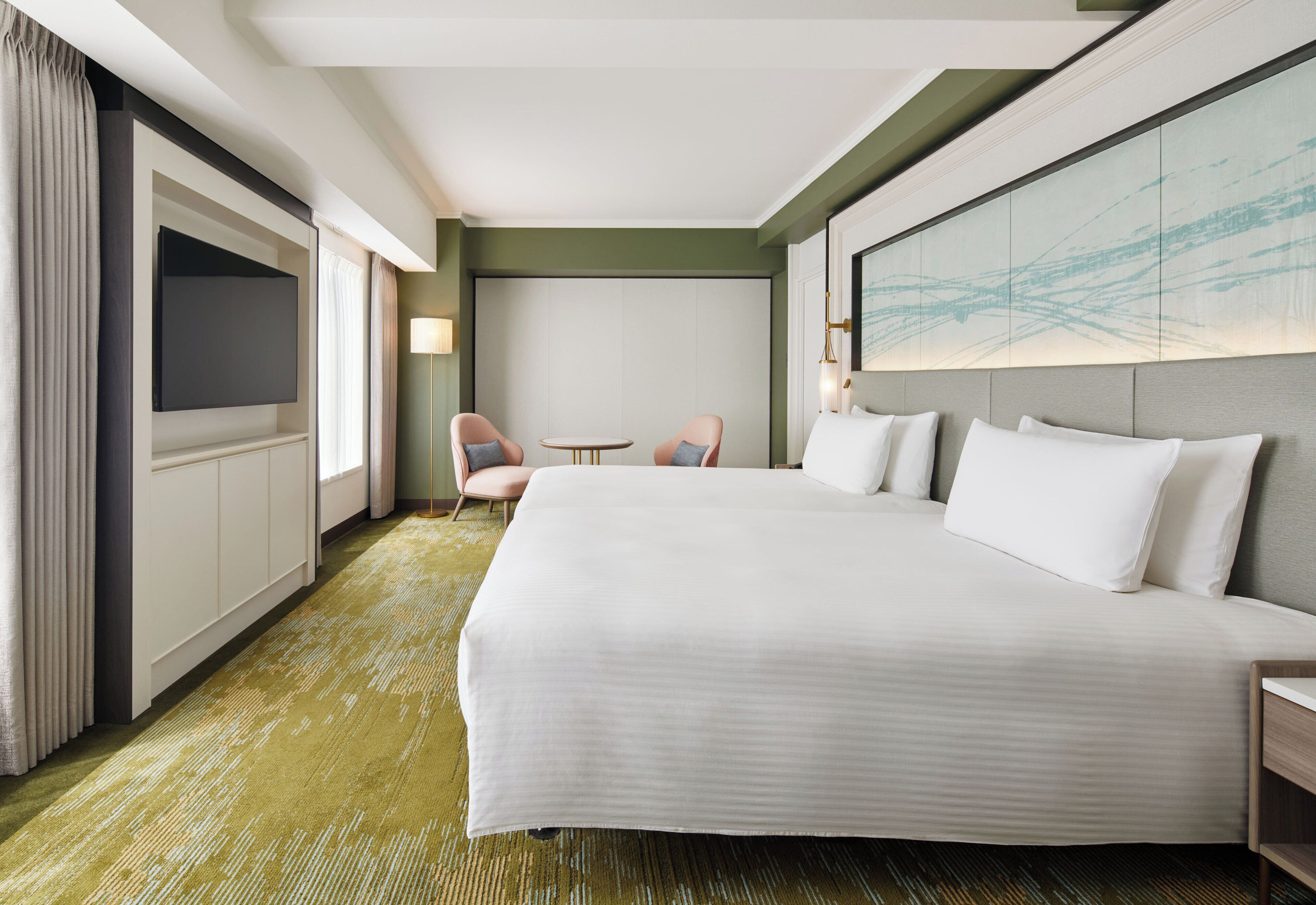 Down comforters, minibar, in-room safe, blackout drapes