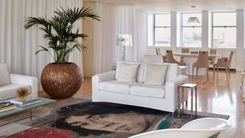 Penthouse - 2 dubbelsÀngar | SÀngtillbehör av högsta kvalitet och minibar