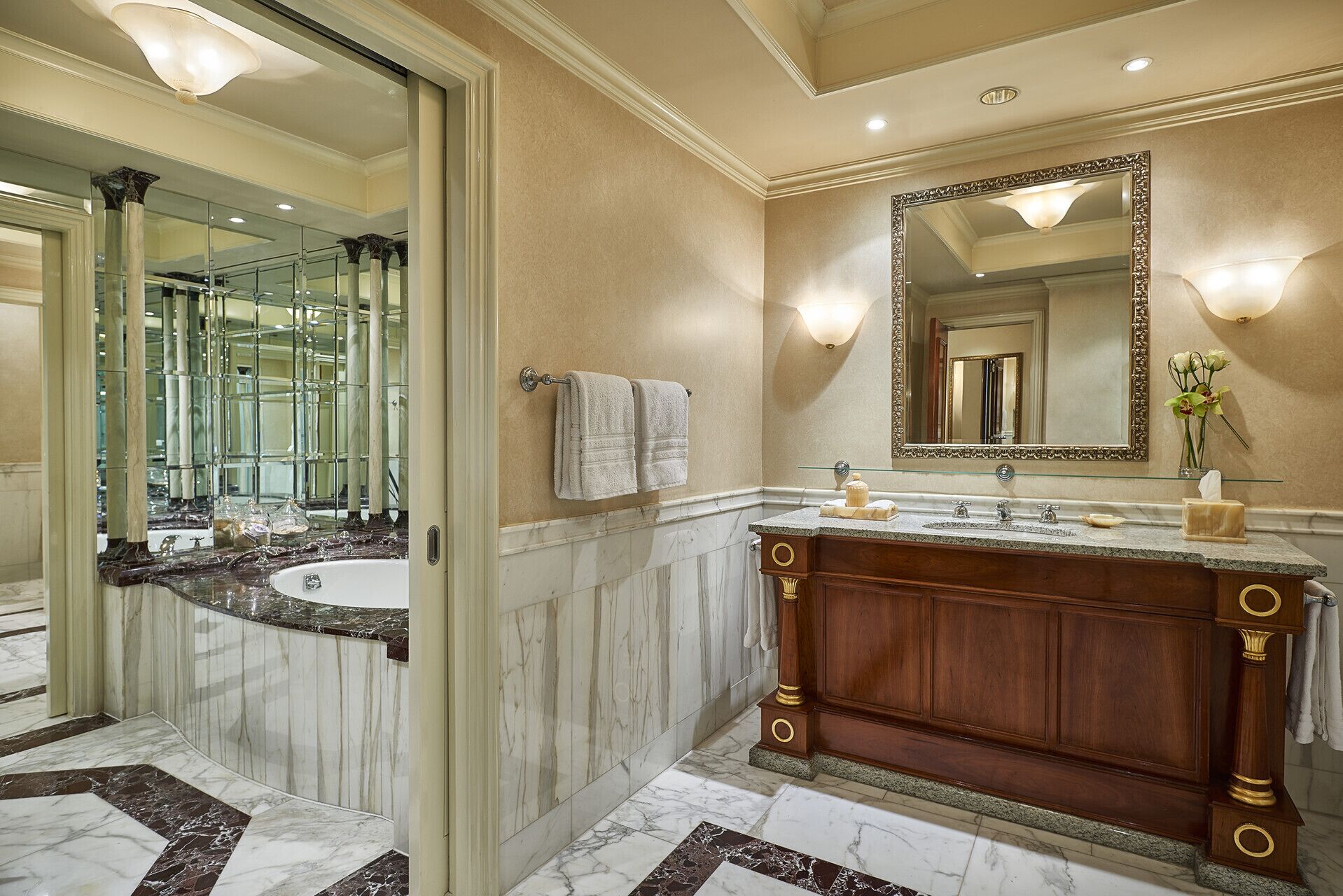 royal suite | bathroom | separate bathtub and shower, free toiletries, hair dryer, bathrobes