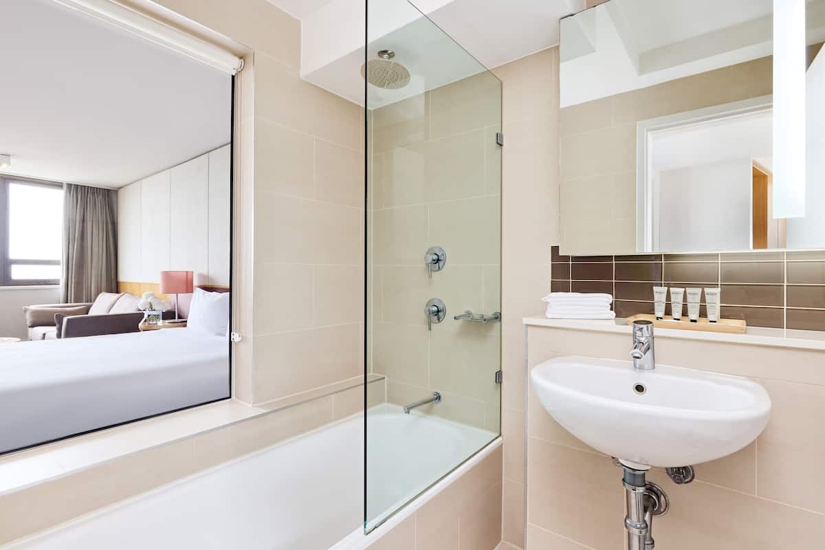 free toiletries, hair dryer, bathrobes, towels