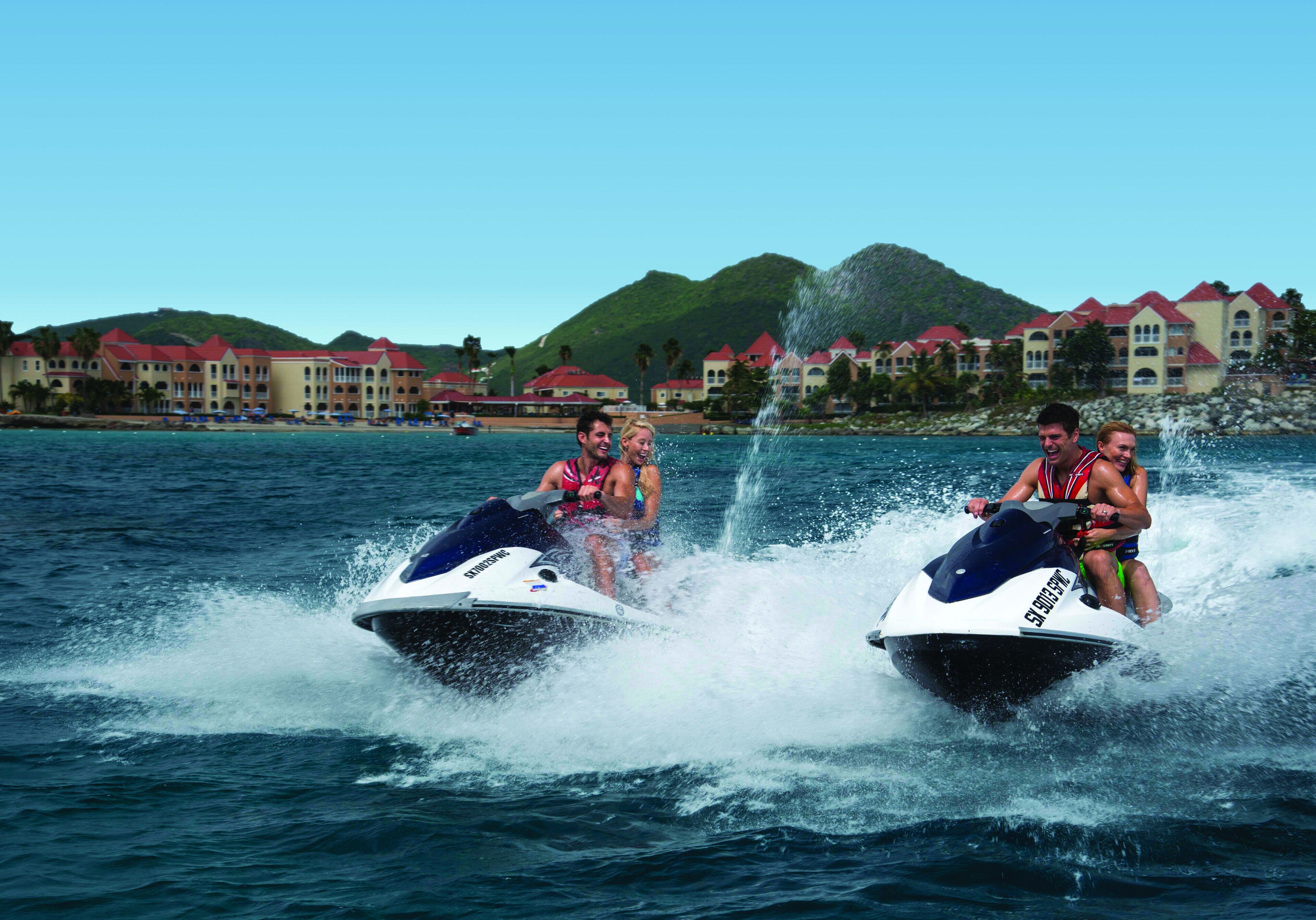 on the beach, white sand, free beach cabanas, sun-loungers