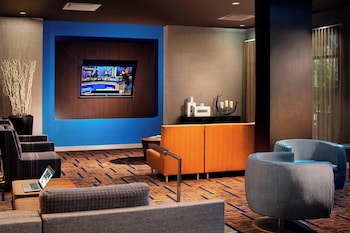 Lobby lounge at Courtyard Orlando Lake Buena Vista in the Marriott Village