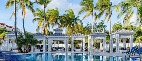 Outdoor pool, open 7:00 AM to 9:00 PM, cabanas (surcharge), sun loungers