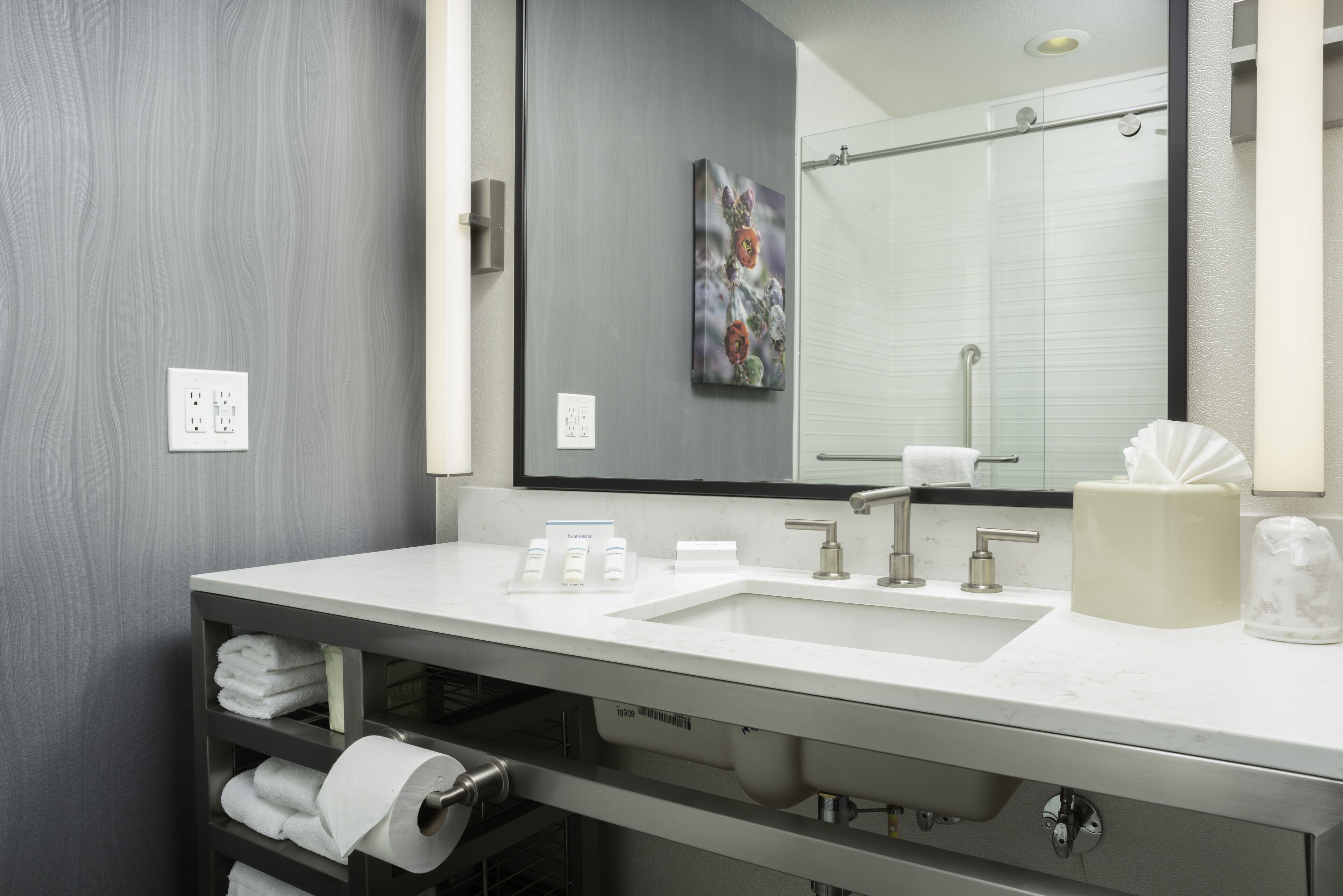 free toiletries, hair dryer, towels