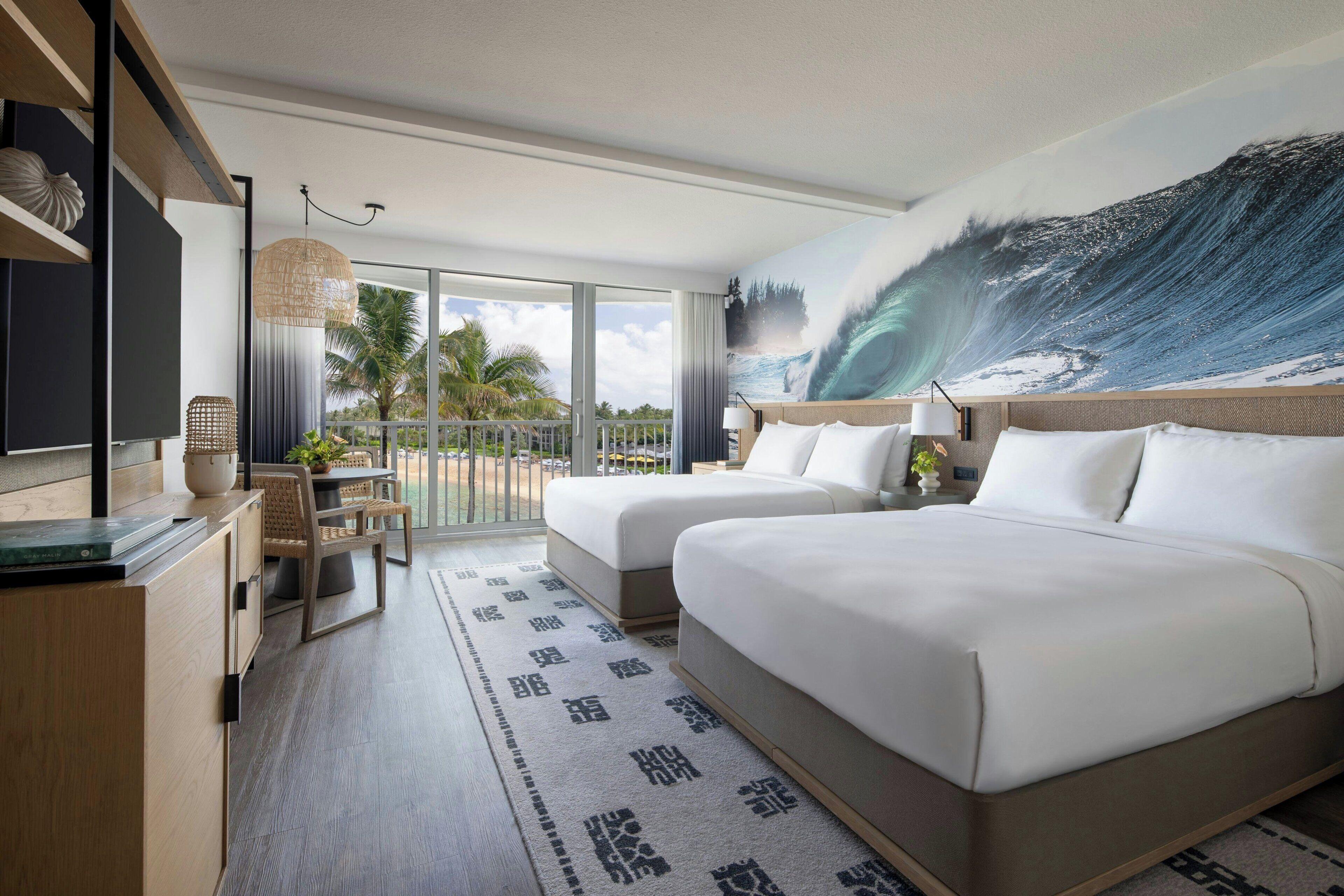 Room, 2 Queen Beds, Partial Ocean View | Hypo-allergenic bedding, down comforters, in-room safe