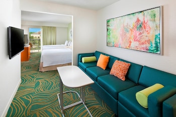 1 bedroom, desk, blackout drapes, iron/ironing board at SpringHill Suites Orlando Lake Buena Vista Marriott Village