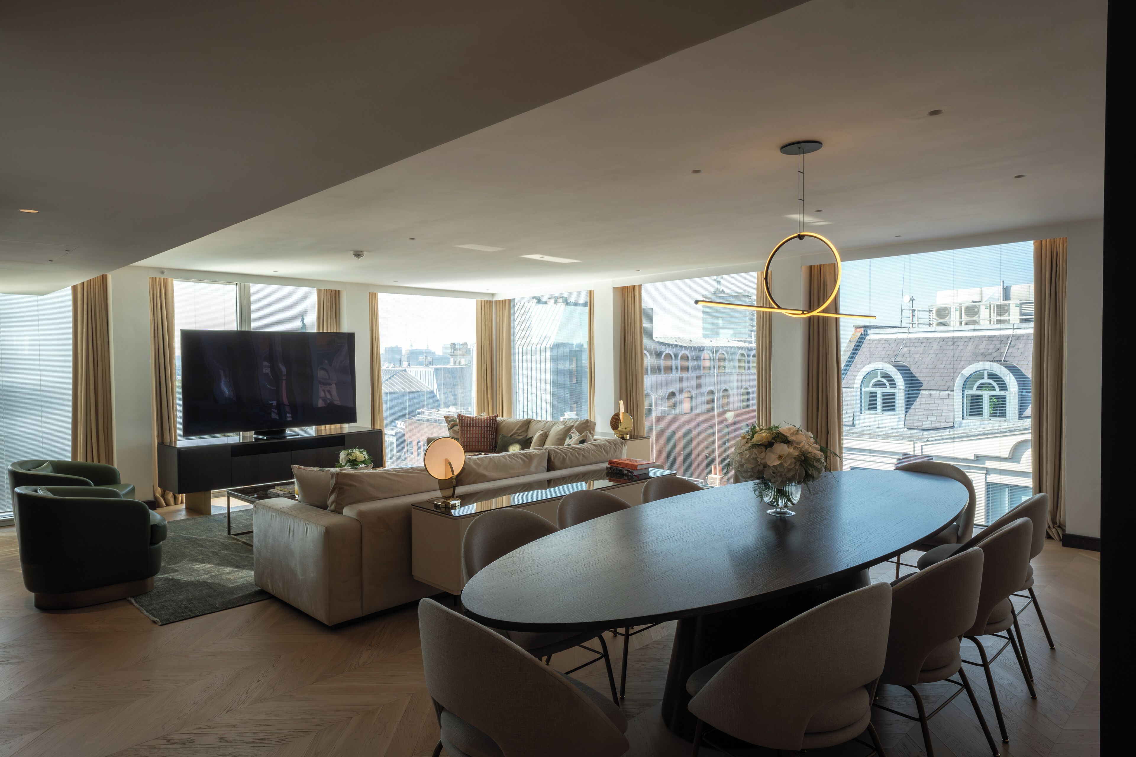 penthouse, 1 double bed | living area | flat-screen tv, pay films