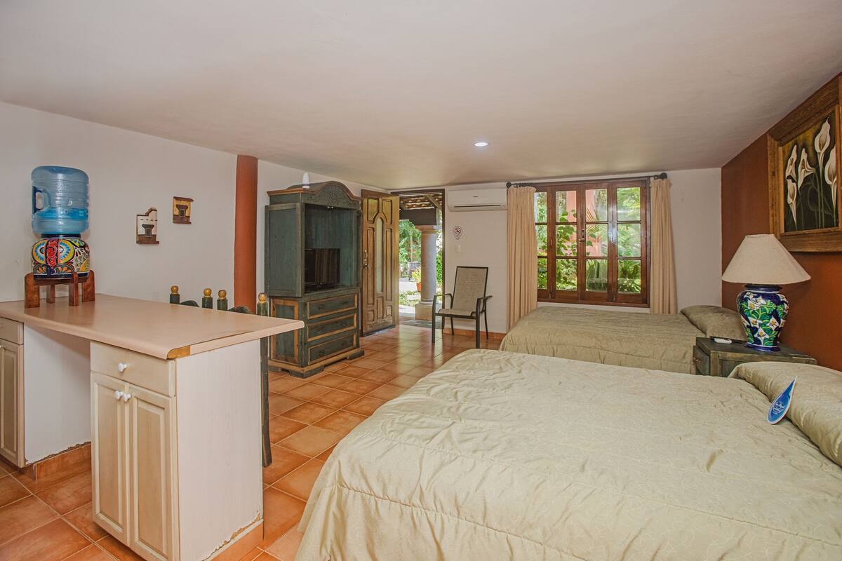 Studio, 2 Queen Beds | Premium bedding, in-room safe, laptop workspace, blackout curtains