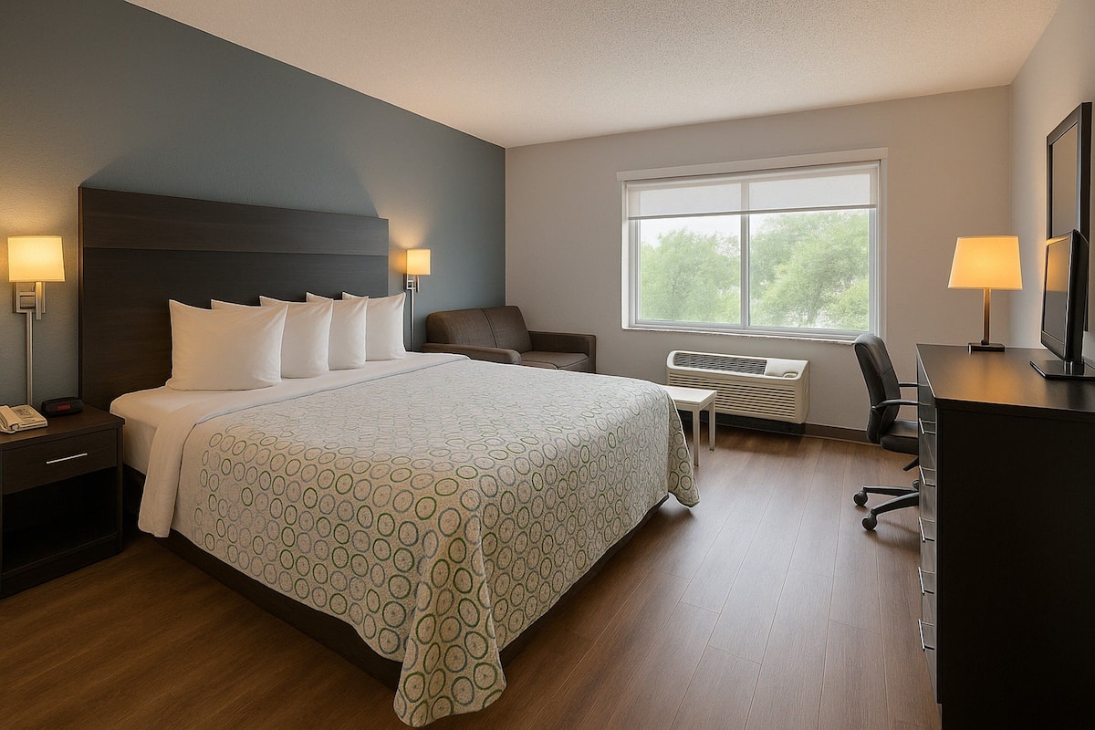 Standard Room, 1 King Bed with Sofa bed, Non Smoking (Microwave & Refrigerator) | Desk, laptop workspace, blackout drapes, iron/ironing board