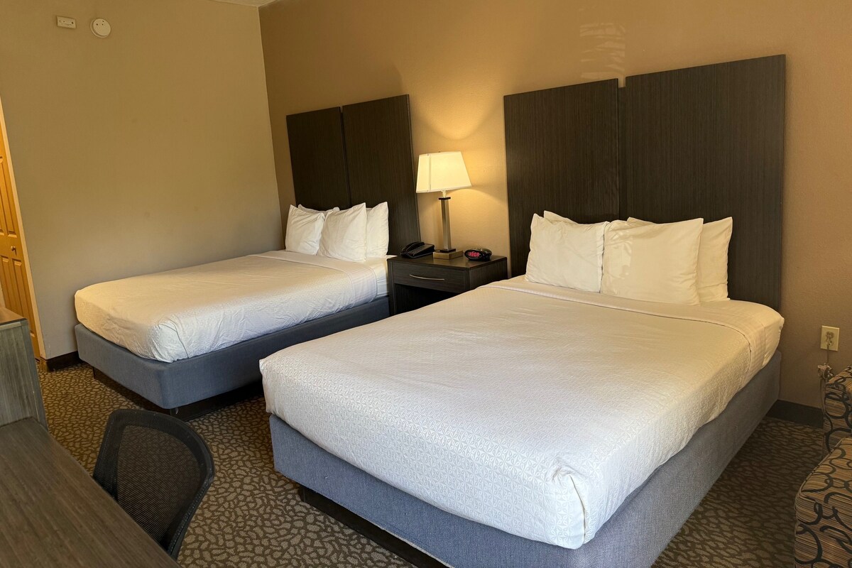 Standard Room, 2 Queen Beds, Non Smoking | Desk, laptop workspace, iron/ironing board, free cots/infant beds