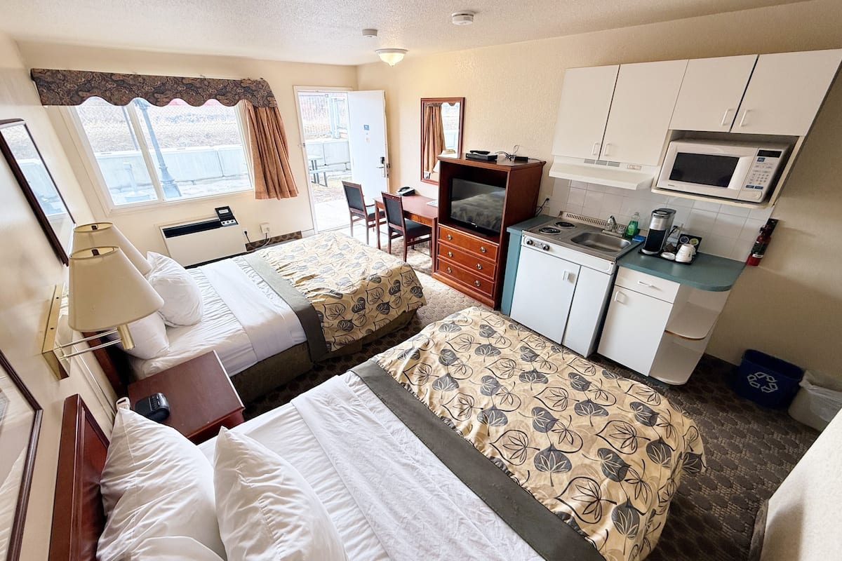 Room, 2 Double Beds, Non Smoking | Premium bedding, desk, blackout drapes, iron/ironing board