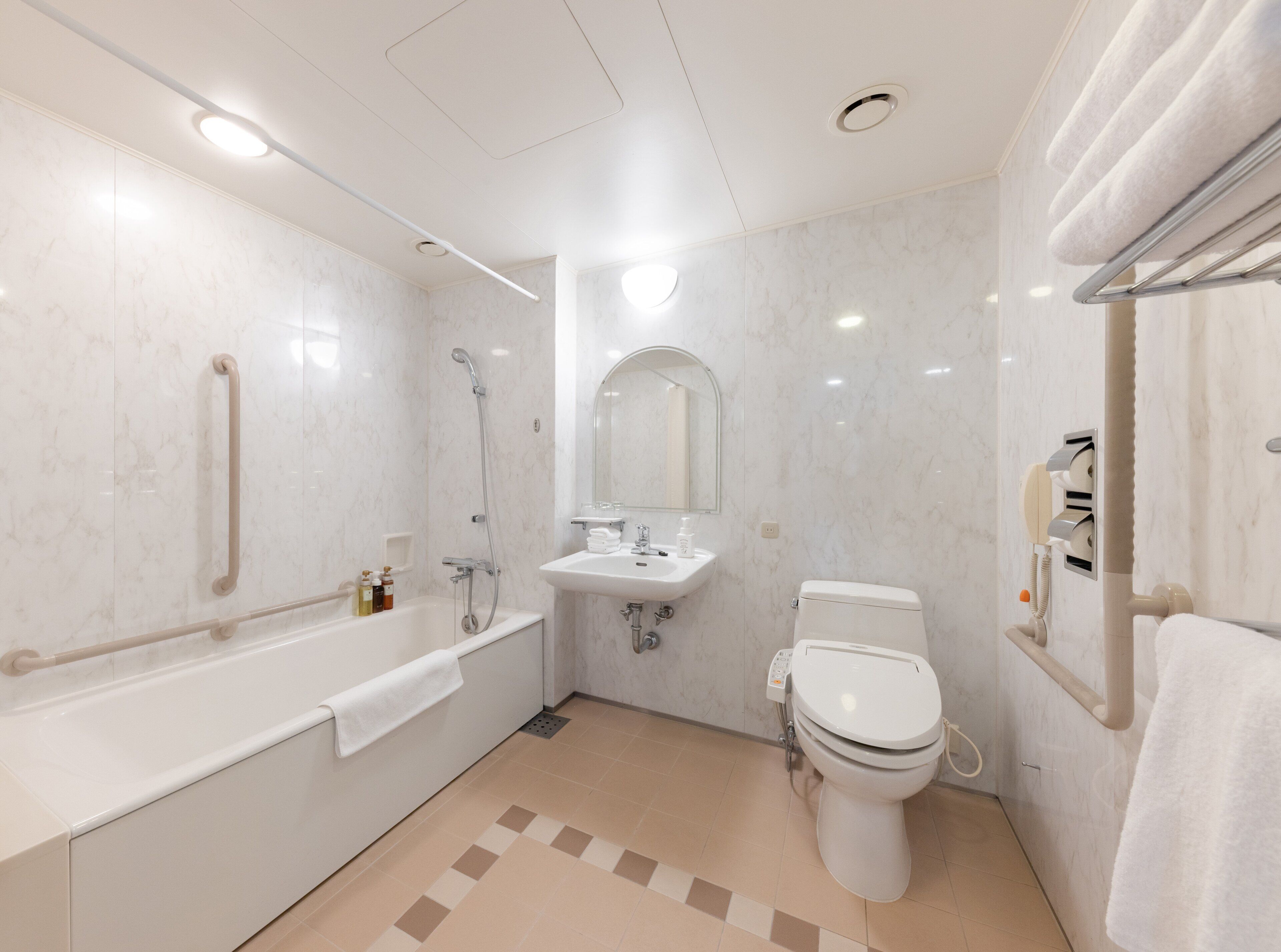 free toiletries, hair dryer, slippers, electronic bidet