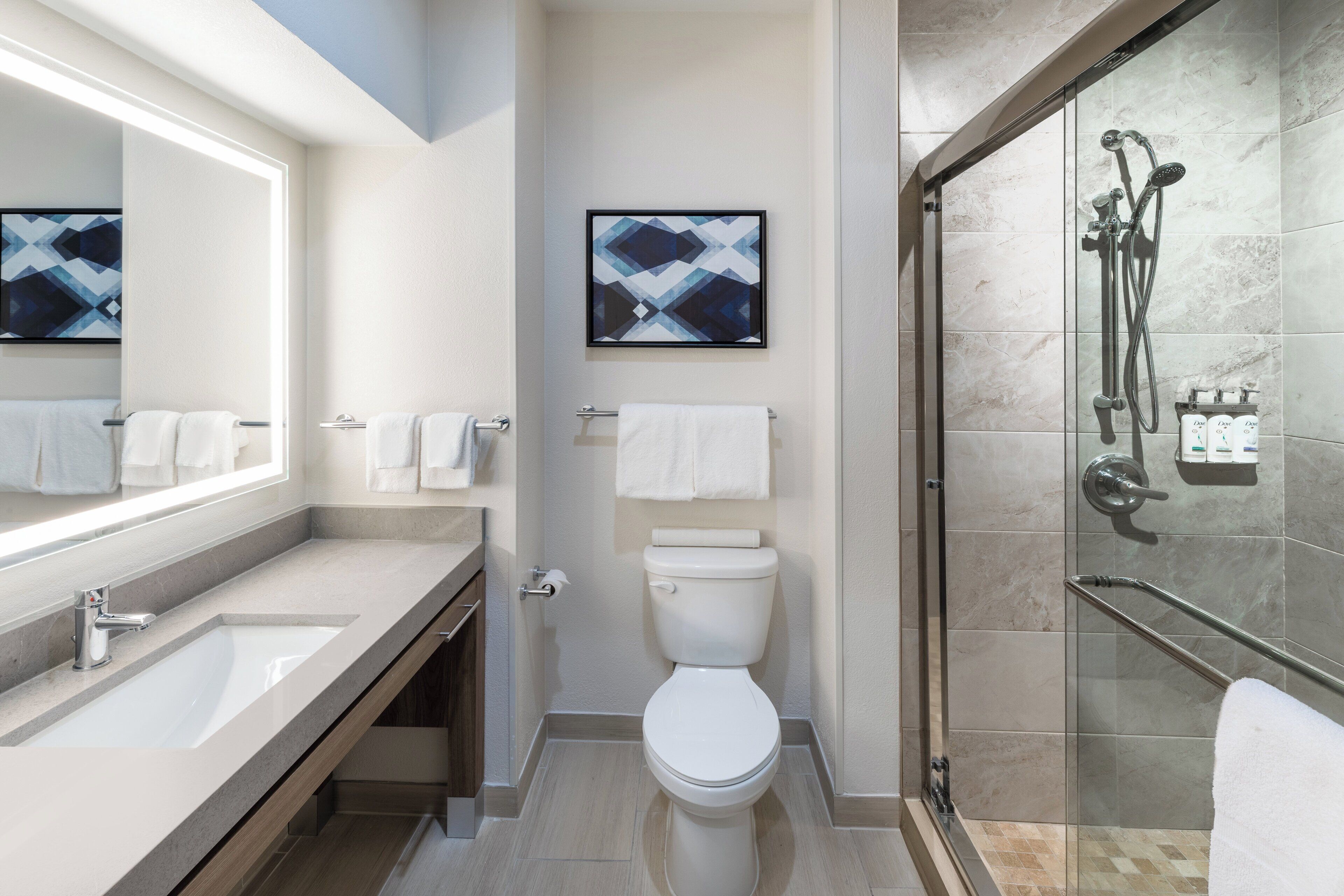 Suite, 1 Bedroom (Walk-In Shower) | Bathroom | Combined shower/bathtub, free toiletries, hair dryer, towels