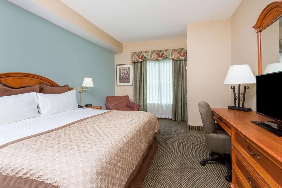 Premium bedding, pillow-top beds, blackout curtains, iron/ironing board