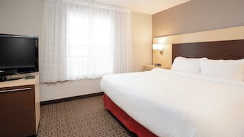 Premium bedding, desk, blackout drapes, iron/ironing board