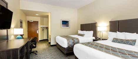 Standard Room, 2 Queen Beds, Non Smoking | Pillowtop beds, in-room safe, desk, laptop workspace