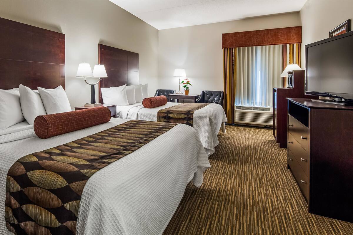 Standard Room, 2 Queen Beds, Non Smoking, Refrigerator & Microwave