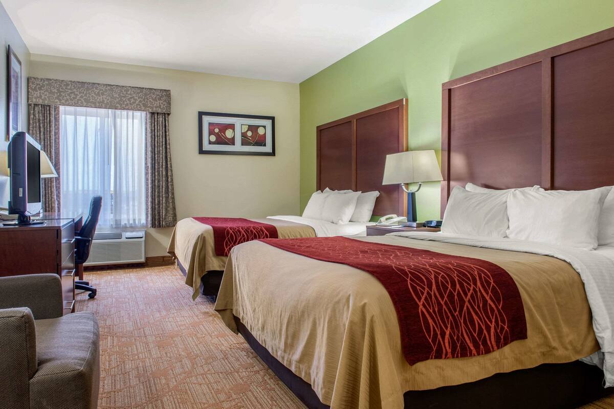 Standard Room, 2 Queen Beds, Non Smoking | Minibar, desk, soundproofing, iron/ironing board