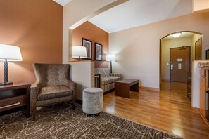 Suite, 1 Queen Bed, Accessible, Refrigerator & Microwave (with Sofabed) | 1 bedroom, desk, laptop workspace, iron/ironing board