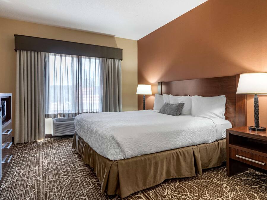 Standard Room, 1 King Bed, Non Smoking, Microwave | Desk, laptop workspace, blackout drapes, iron/ironing board