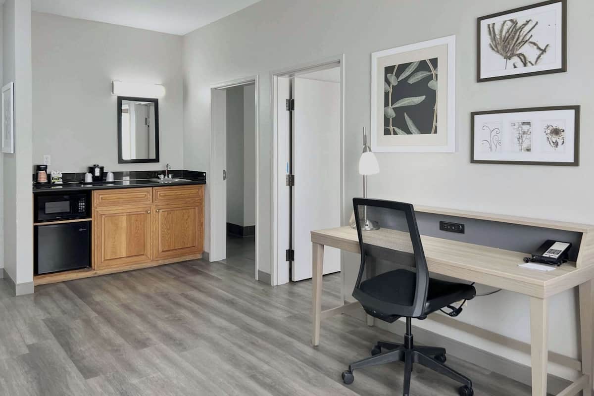 premium suite, 1 king bed, accessible, non smoking | premium bedding, down duvets, desk, blackout curtains