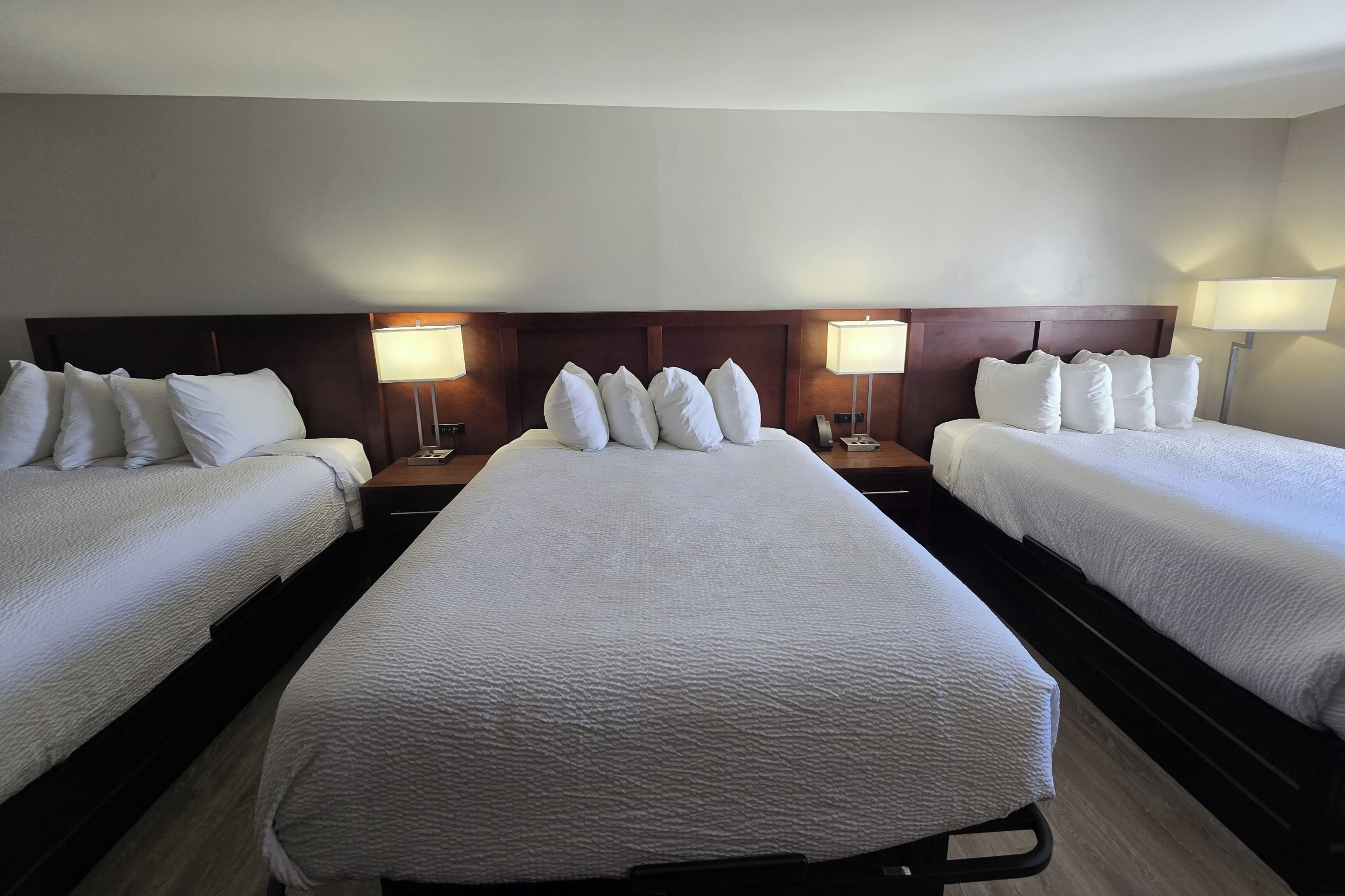 Desk, free WiFi, bed sheets, alarm clocks