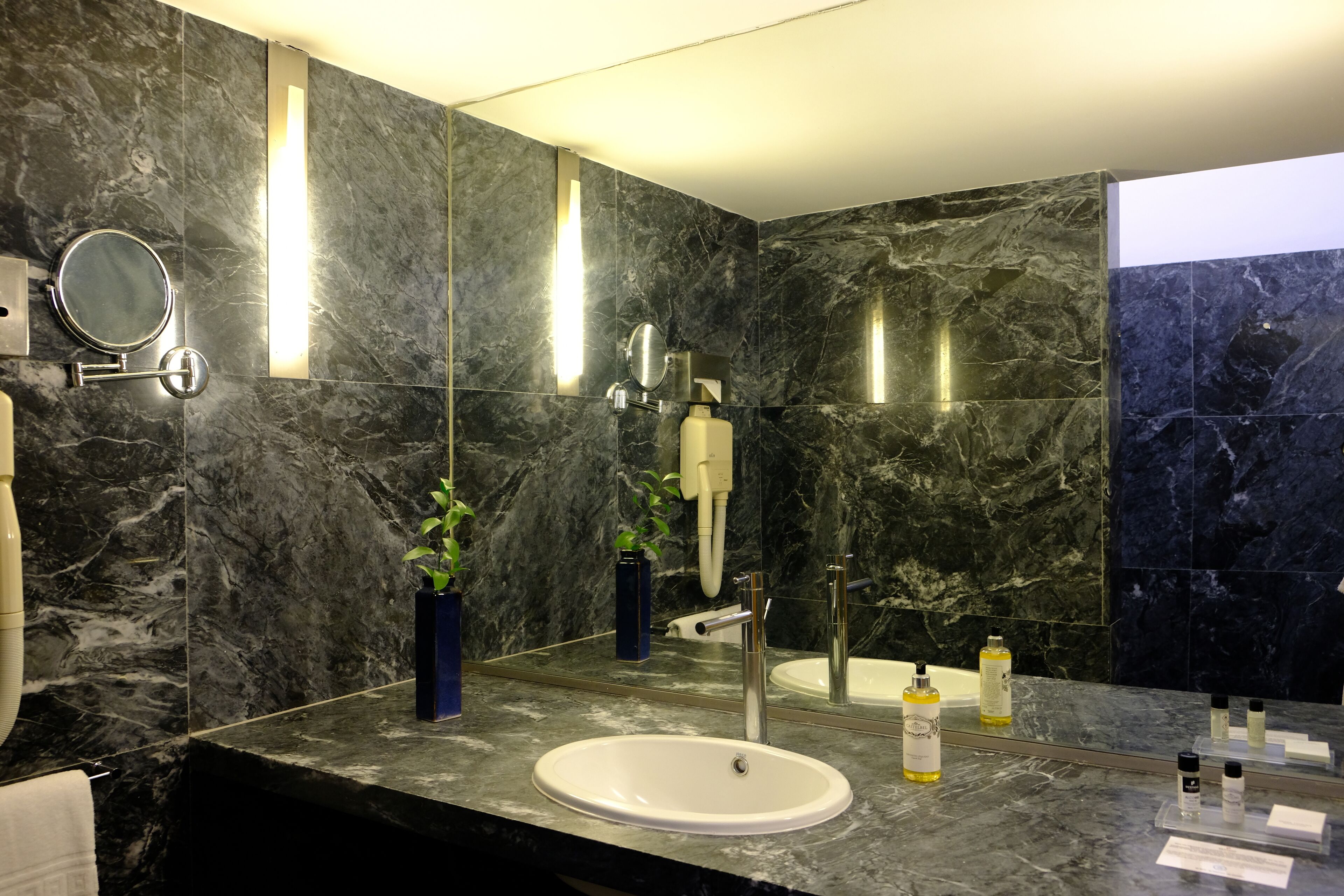 combined shower/bathtub, eco-friendly toiletries, hair dryer, bidet