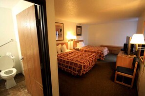 1 bedroom, desk, laptop workspace, blackout curtains