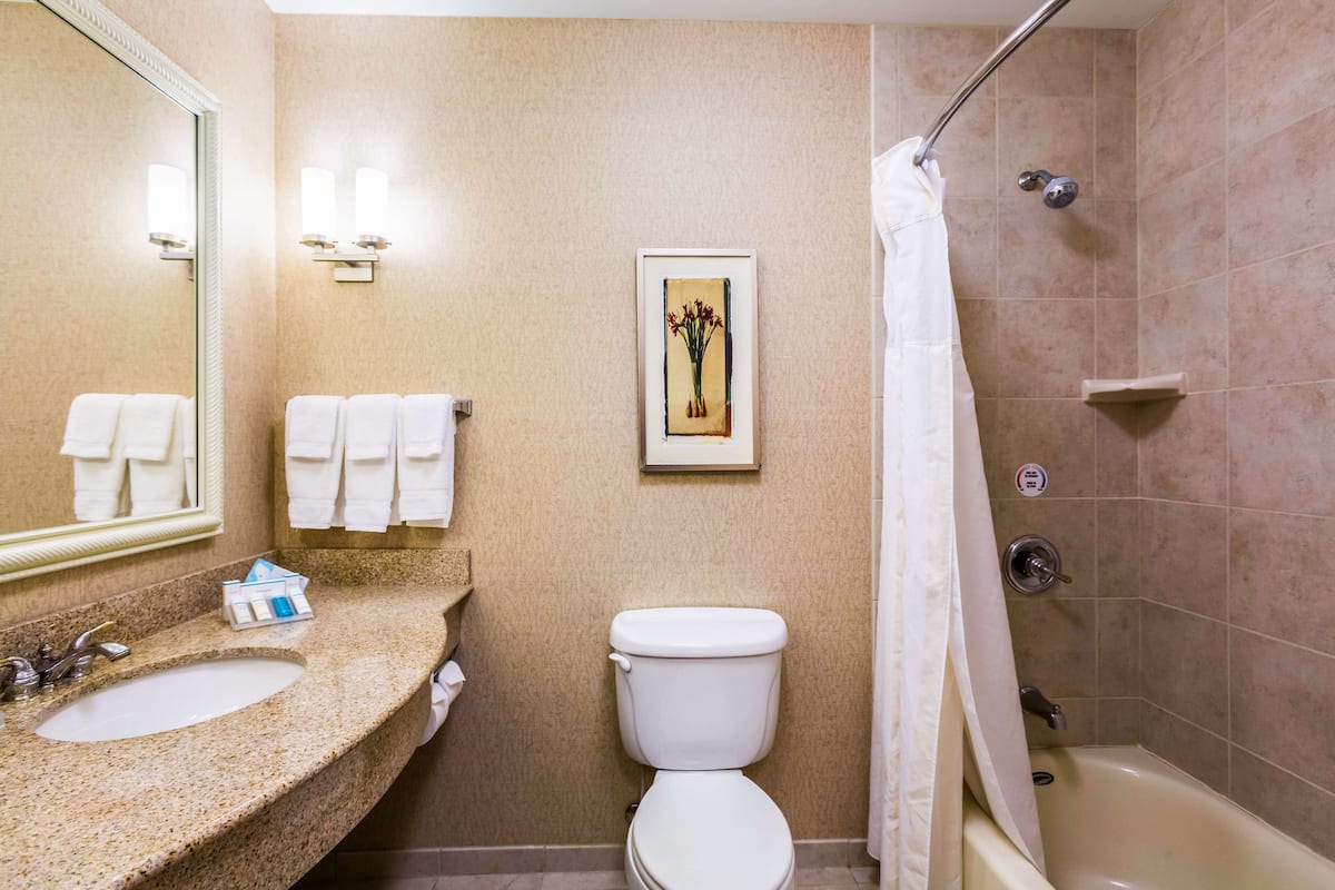 Chambre, 2 lits doubles (Drinks & Snacks) | Salle de bain | Ensemble douche/baignoire, articles de toilette de luxe, sĂšche-cheveux