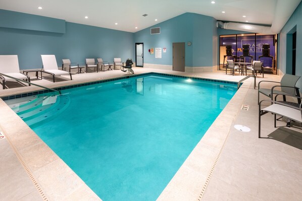 Indoor pool, open 6:00 AM to 10:00 PM, sun loungers