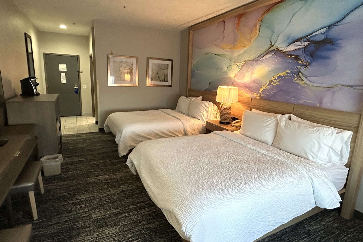 desk, laptop workspace, iron/ironing board, free cots/infant beds