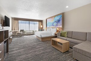 Suite, 1 King Bed, Accessible, Non Smoking (Walk-in Shower;with Single Sofabed) | Desk, laptop workspace, iron/ironing board, cribs (free)