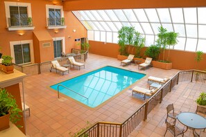 Indoor pool, open 8:00 AM to 8:00 PM, sun loungers