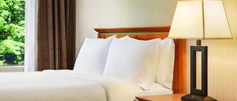 In-room safe, desk, laptop workspace, blackout curtains