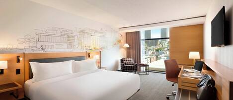 Camera Deluxe, 1 letto king, vista città | Biancheria da letto di alta qualità, materassi Select Comfort