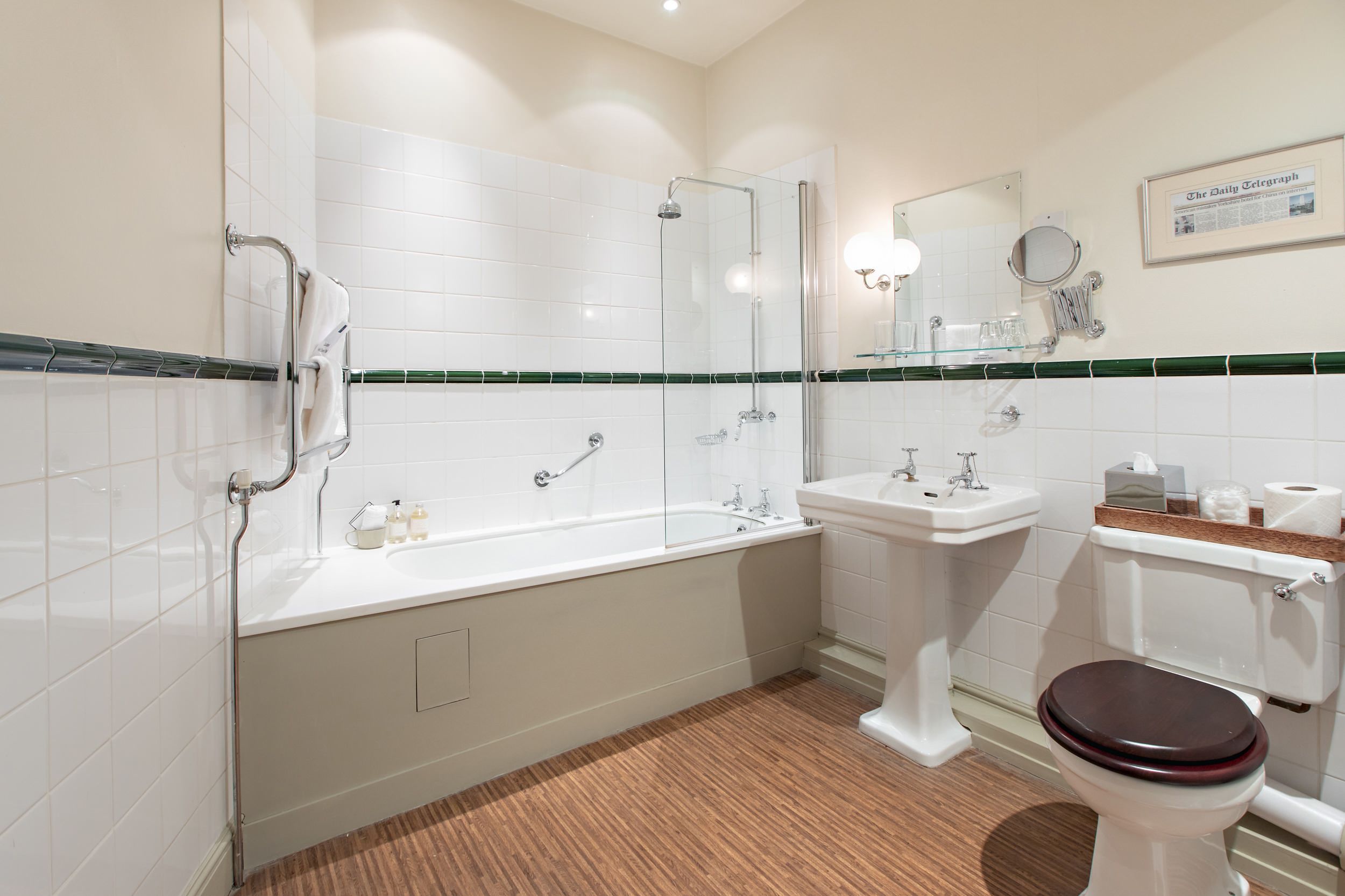 free toiletries, hair dryer, bathrobes, towels