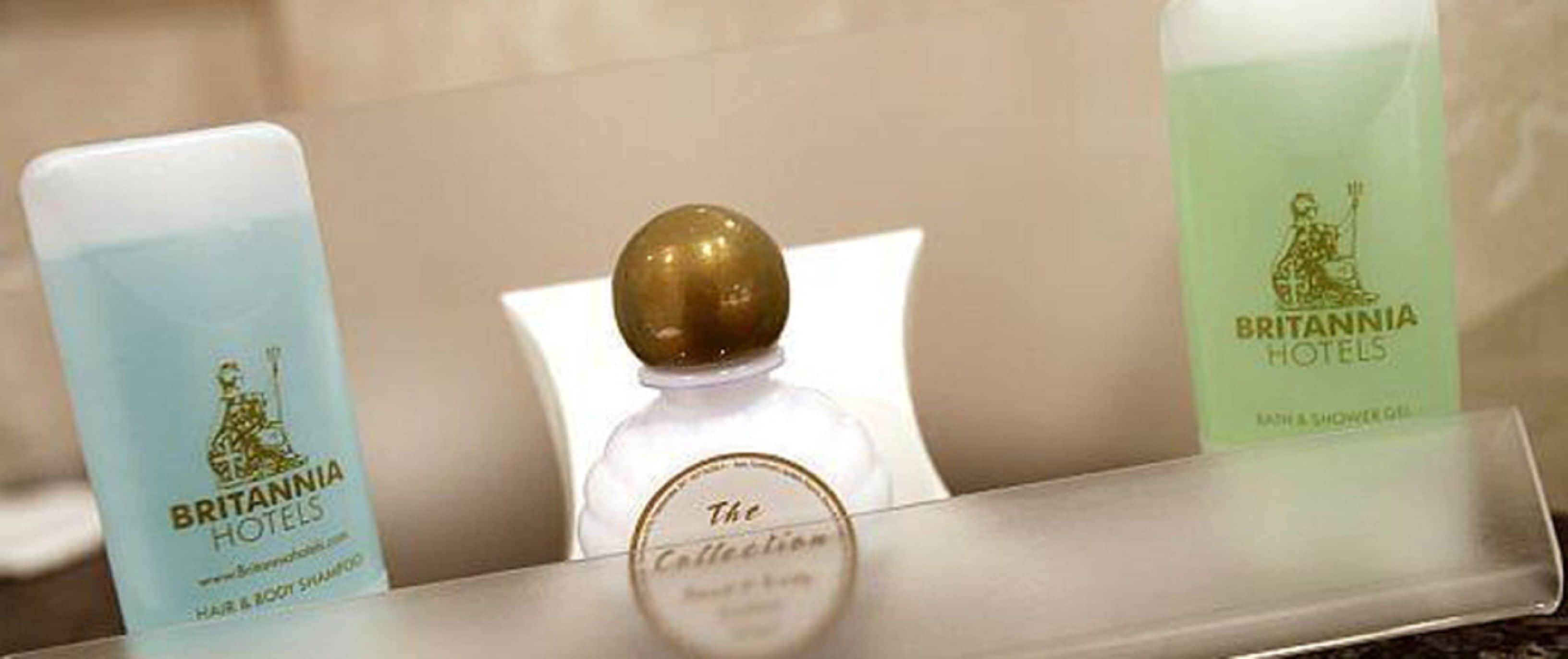 combined shower/bathtub, free toiletries, hair dryer, towels