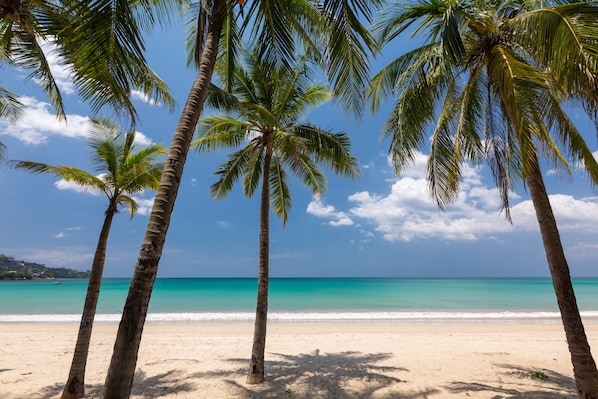 On the beach, scuba diving