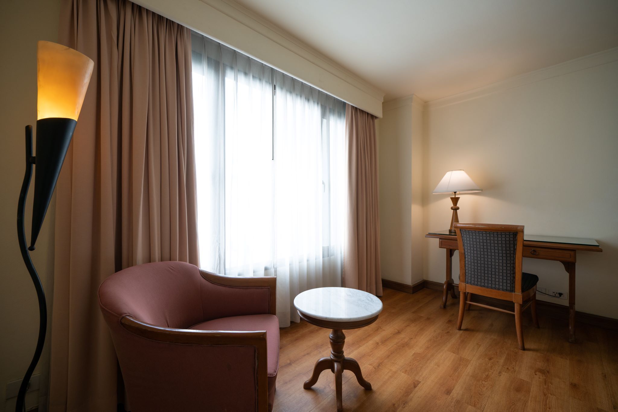 premium deluxe twin room | living area | 21-inch led tv with cable channels, tv, dvd player