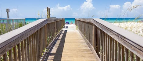 On the beach, white sand