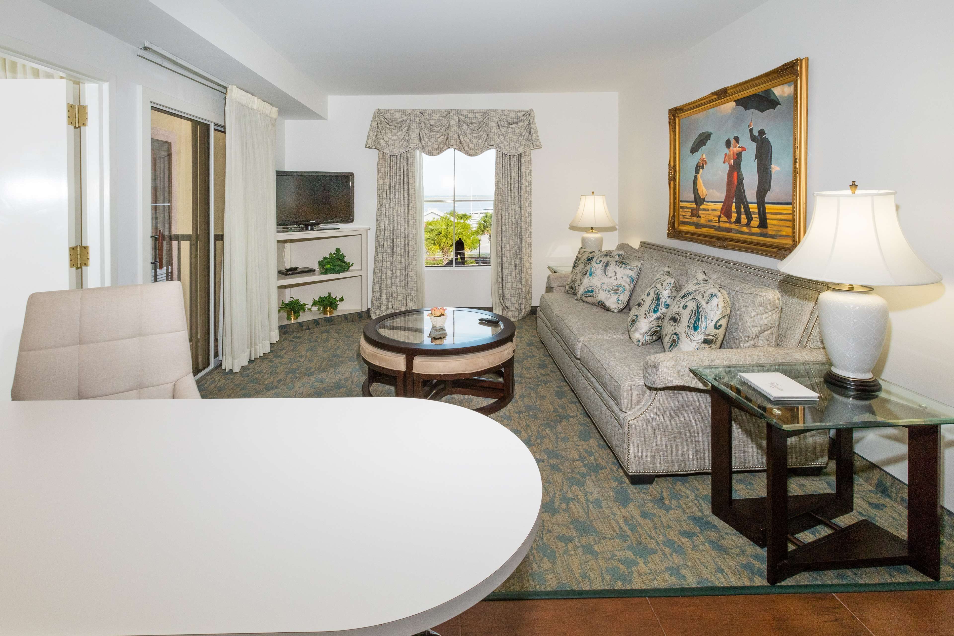 suite, 1 king bed, non smoking | living area | 50-inch lcd tv with satellite channels, tv