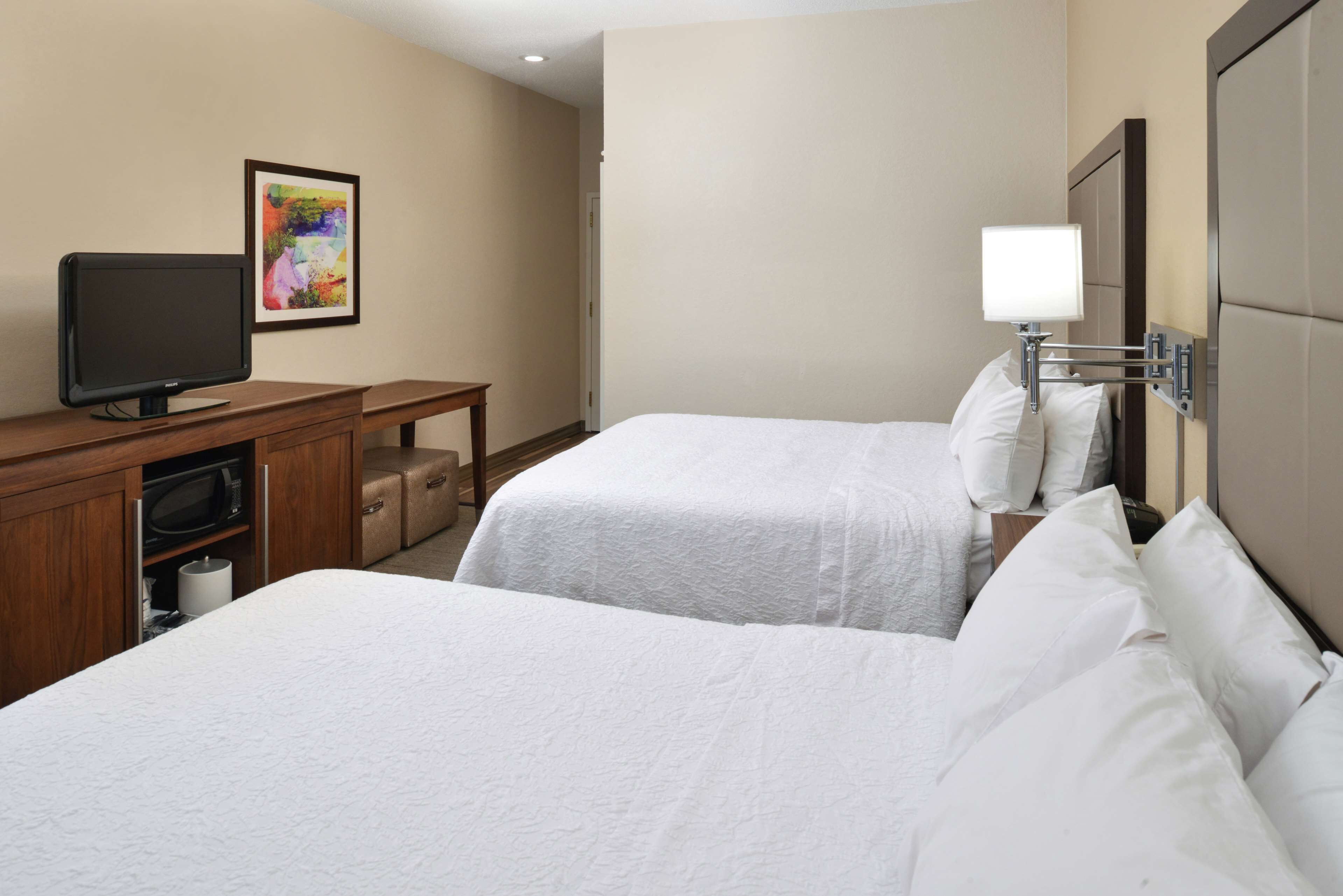 premium bedding, desk, laptop workspace, blackout curtains